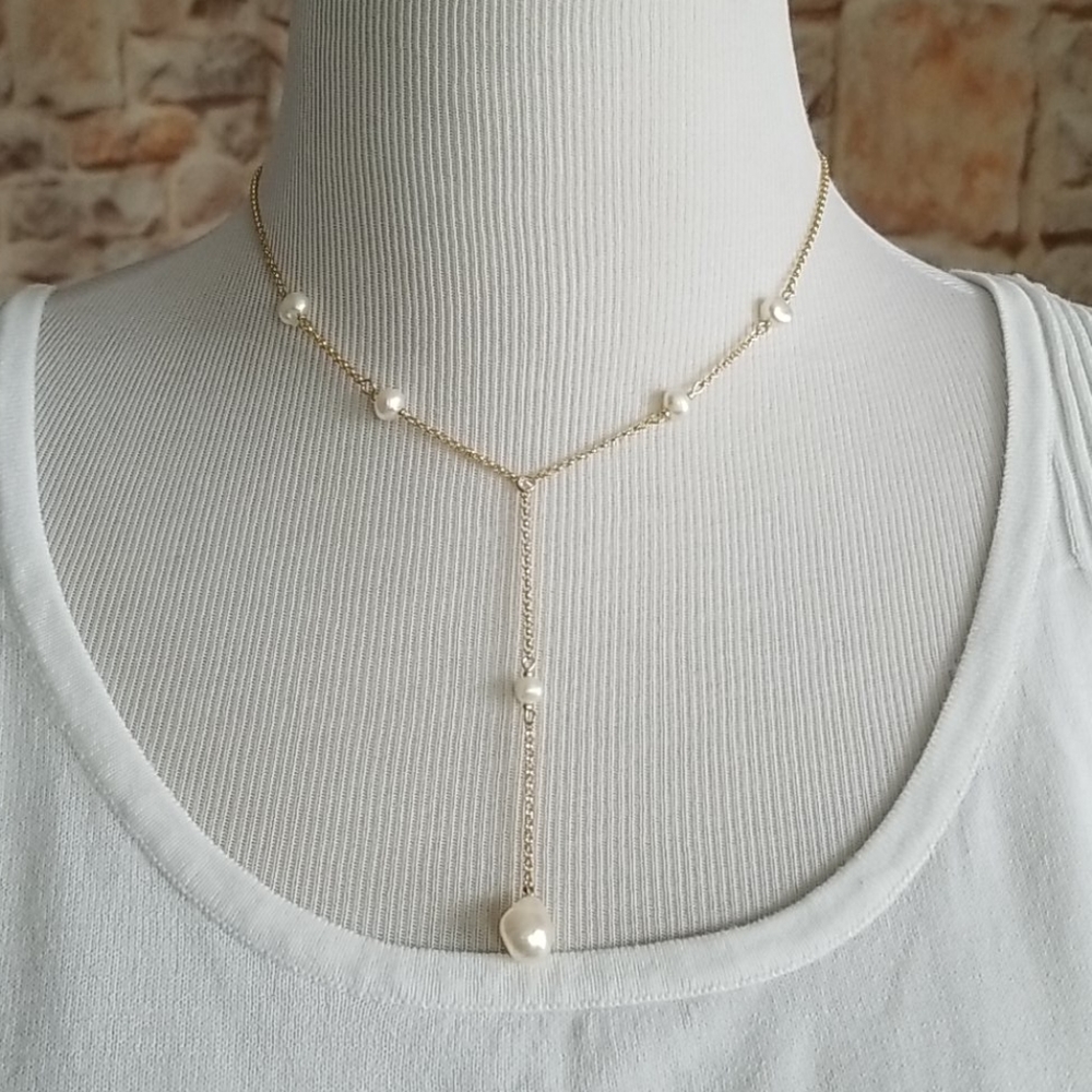 New Ralph Lauren Faux Pearl Y Necklace